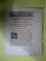 1750 ORDONNANCE DU ROY POUR ETABLIR DES SOUS LIEUTENANTS DANS SON REGIMENT D INFANTERIE FUSILIERS - Documenten