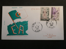 Delcampe - BG.0 ALGERIE E.A  FRANCE  LETTRE FDC  1962 ALGER +SURCHARGE    +AFF. INTERESSANT - FDC
