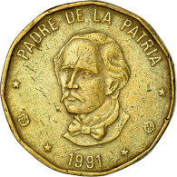 Monnaie, Dominican Republic, Peso, 1991, TTB, Laiton, KM:80.1 - Dominicaine