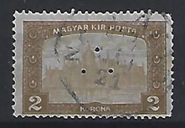 Hungary 1917  Parliament (o) Mi.204 (perfin 3 Holes) - Autres & Non Classés