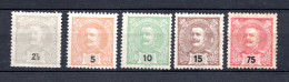 Portugal 1895 Old King Carlos Stamps (Michel 124/27+131) Unused/MLH - Ungebraucht