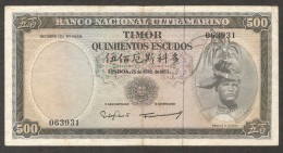 Timor Portugal Portuguese 500 Escudos Regulo Aleixo P-29a6 1968 VF - Timor