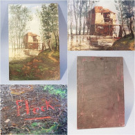° TABLEAU HUILE SUR BOIS TABLEAU SIGNE FLOCK @ Peinture Décoration Cadre - Oils