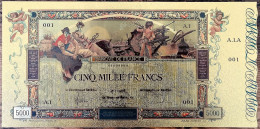 Billet 5000 Francs FLAMENG 1918 Réplique Polymère Gold Or - 5 000 F 1918 ''Flameng''