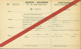Guerre 40 Document Neuf Sauf Conduit Zone Réservée Des Alpes - Autres & Non Classés