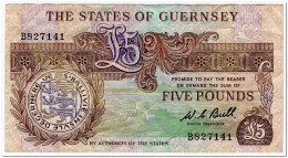 GUERNSEY,5 POUNDS,1980-89,P.49,aF - Guernsey