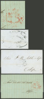 BOLIVIA: 2 Pre-stamp Letters Sent To Cobija In 1855 And 1864, Both With The Mark "FRANCA - SUCRE", In Red And Black, Wit - Bolivia