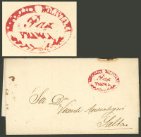 BOLIVIA: Folded Cover Without Date Sent To Salta, With The Mark "REPUBLICA BOLIVIANA - PAZ - FRANCA" In Red, Very Fine Q - Bolivia
