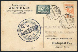 Delcampe - HUNGARY: Postcard Franked By Sc.C24, Flown By ZEPPELIN On 28/MAR/1931, Very Pretty! - Altri & Non Classificati