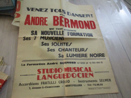Montpellier Studio Musical Languedocien Affiche Originale Environ 44X 56 Selmer Fratelli Orchestre André Bermond - Posters