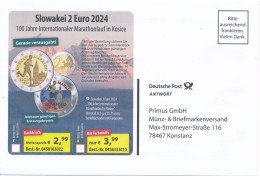 BRD / Bund Konstanz DP Antwort Slowakei Münzen Kosice Marathon Läufer Sport Primus GmbH - Brieven En Documenten