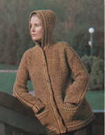 Soviet Fashion Card With The Pattern On The Backside - Woman In Brown Anorak - Printed 1983 - Ca. 18x14 Cm - Patrones