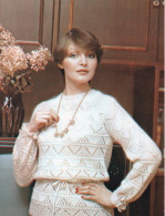 Soviet Fashion Card With The Pattern On The Backside Woman In White Sweater - Printed 1983 - Ca. 18x14 Cm - Patrones