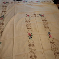 Tovaglia In LINO + 12 Tovaglioli RICAMATI A MANO - VINTAGE - Papieren Servetten (met Motieven)