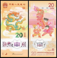 China 2024 Chinese Lunar New Year Dragon Year Plastic Commemorative Banknotes 20 Yuan RMB Banknote Paper Money 1 Pcs - Chine
