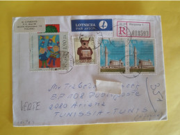 Pologne 2002- Lettre Recommandée Envoyée De Pologne à Tunis - Lettres & Documents