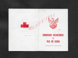 MILITARIA CARTE AVEC PHOTO EN TÊTE  BOMBEIROS ( POMPIER ) VOLUNTARIOS  VILA DO CONDE GIAO CACHET CROIX ROUGE PORTUGAL : - Firemen