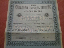 THE CANADIAN GENERAL MINING COMPANY LIMITED - Certificat De Quatre Actions Au Porteur - A - C