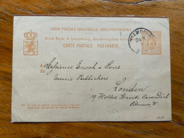 LUXEMBOURG  - POSTKARTE  FROM  LUXEMBOURG 24/8/81 TO LONDON  - GUILL STAMPS - LUXEMBOURG - 1882 Allégorie