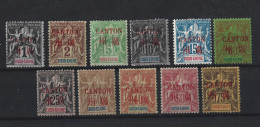 !!! CANTON, LOT DE 11 VALEURS AVEC SURCHARGE ROUGE, NEUFS, CHARNIÈRES PROPRES - Neufs