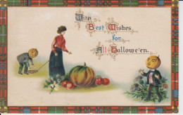 Enfants Têtes Citrouilles Femme Râteau Grosse Citrouille Children Pumpkin Heads Woman Rake Big Pumpkin Halloween Embo 2s - Halloween