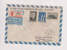 FINLAND 1947 HELSINKI Registered Airmail First Flight Cover To United States - Lettres & Documents