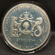 1 CROWN ARGENT BE 1978 25 ANS COURONNEMENT ELIZABETH II 25000 Ex. SAINTE HELENE - Sainte-Hélène