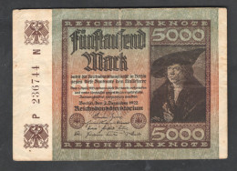 "DEUTSCHES REICH" 1922, Reichsbanknote "5000 Mark", Gute Bedarfserhaltung (41261) - 5000 Mark