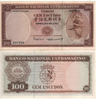 TIMOR  100 Escudos  P28a    ( Dated 25.05.1963 )     " Régulo D. Aleixo +   Arms At Back "   UNC - Timor