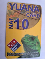 CURACAO NAF 10,- / YUANA CARD/ LIZZARD/ ANIMAL/ DOMINOS PIZZA/  THICK CARD    ** 17995** - Antillas (Nerlandesas)