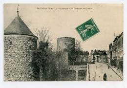 Delcampe - Dourdan. Le Donjon Et Les Fossés Rue De Chartres.commerces.hôtel De Lyon,facteur à Vélo. - Dourdan