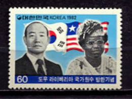 Delcampe - South Korea 1982 Corea Del Sur / Visit Of Liberia's President MNH Flags Banderas / Jf12  30-2 - Briefmarken