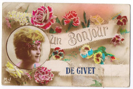 Delcampe - Un Bonjour De Givet 1924 Fleurs Couleurs - Givet