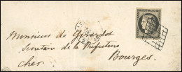 Obl. 3 - 20c. Noir S/jaune Obl. Grille S/lettre Frappée Du CàD De PARIS (60) Bureau G Du 20 Décembre 1849 à Destination  - 1849-1850 Ceres