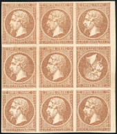 Delcampe - (*) 14 - 20c. Bistre. Essai. Bloc De 6 Avec Tête-bêche. SUP. - 1853-1860 Napoleon III