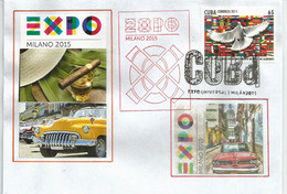 CUBA. EXPO UNIVERSELLE MILANO 2015. Lettre Du Pavillon CUBAIN Avec Timbre Cubain + Tampons Officiels Du Pavillon - Lettres & Documents