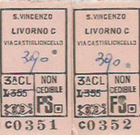 F 15 / Bus Ticket  Biglietto Dell'autobus  Billete  Lot De 2 Tickets BUS LIVORNO Iltalie S.VINCENZO - Non Classés