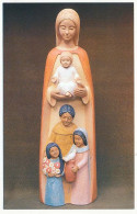 Delcampe - CPSM/CPM 9.5 X 15 Marie, Jésus, 1 Femme, 2 Enfants, Colombe Statue Bois Polychrome D'Yves Le Pape Sculpteur à Tours (37) - Kunsthandwerk
