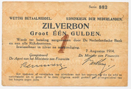 Nederland 1 Gulden 1914 Zilverbon (FR+) - 1 Gulden