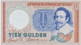 Nederland 10 Gulden 1953 Hugo De Groot Met Verticaal Merk - 10 Gulden