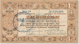 Nederland 1 Gulden 1938 Zilverbon Met Duitse Stempel - 1 Gulden