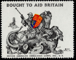 Great Britain - WWII Propaganda Label Unused Lightly Hinged. - Firemen