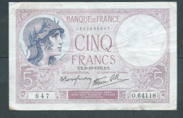 BILLET FRANCE  De 5F VIOLET ÉMIS LE RX.5=10=1939.RX. -- 847 O.64118   Laura 202 25 - 5 F 1917-1940 ''Violet''