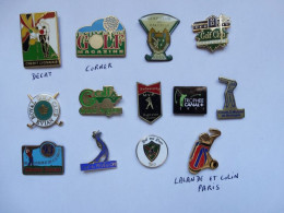 Delcampe - 13 Pin's Golf Crédit Lyonnais Decat Magazine Corner Valcros Beaujolais Crédit Mutuel Bretagne Paris Canal+ Grand Avignon - Golf