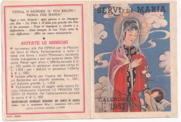 Delcampe - Calendarietto - Missioni Dei Servi Di Maria - Roma - Anno 1957 - Petit Format : 1941-60