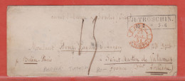 POLOGNE LETTRE DE 1851 DE JUSTROSCHIN POUR SAINT MARTIN DE VALAMAS FRANCE - ...-1860 Vorphilatelie