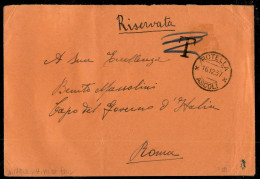 Delcampe - Busta Affrancata Al Verso Con 50 Cent Imperiale (251) Indirizzata A Benito Mussolini A Roma Da Rotella 16.12.37 - Ex Col - Altri & Non Classificati