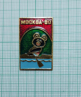 Russia Soviet Union USSR 1980 Moscow Summer Olympics Mascot Misha Mishka Bear Sport Canoeing Lapel Pin Badge (ds1318) - Canoa