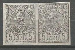 Delcampe - Serbia Mi.94 IMPERFORATED PROOF Monochrome In Black On Very Thin Paper In Pair MNG 1905 King Peter - Serbien