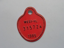 FIETSPLAAT / PLAQUE Vélo ( WEST - VLAANDEREN > N° 315724 ) Anno 1985 ( België ) ! - Number Plates